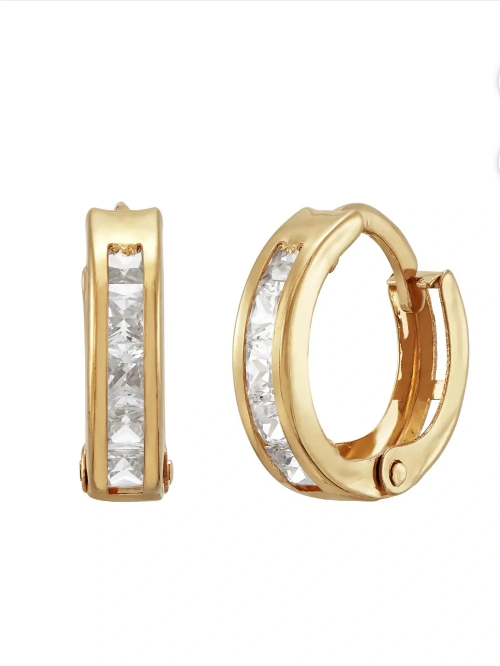 NWOT Brilliance Fine Jewelry 10KT Gold Cubic Zirconia Hoop Earrings - Gold - Picture 9 of 11